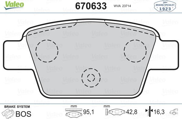 Valeo 670633 - Тормозные колодки, дисковые, комплект autosila-amz.com