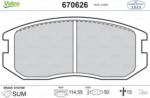 Valeo 670626 - Тормозные колодки, дисковые, комплект autosila-amz.com