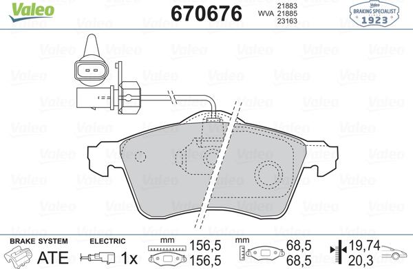 Valeo 670676 - Тормозные колодки, дисковые, комплект autosila-amz.com