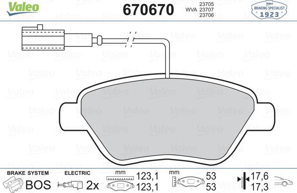 Valeo 670670 - Тормозные колодки, дисковые, комплект autosila-amz.com