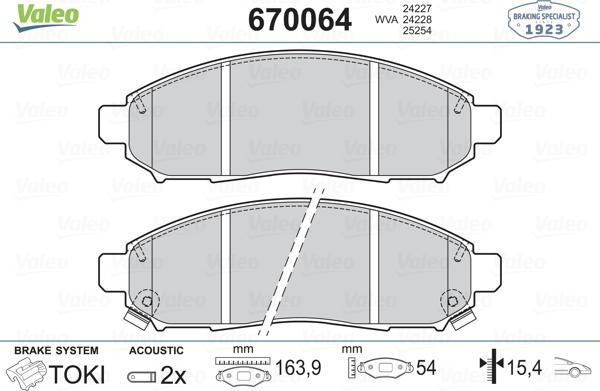 Valeo 670064 - Тормозные колодки, дисковые, комплект autosila-amz.com