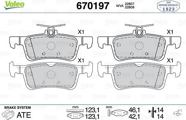 Valeo 670197 - Тормозные колодки, дисковые, комплект autosila-amz.com