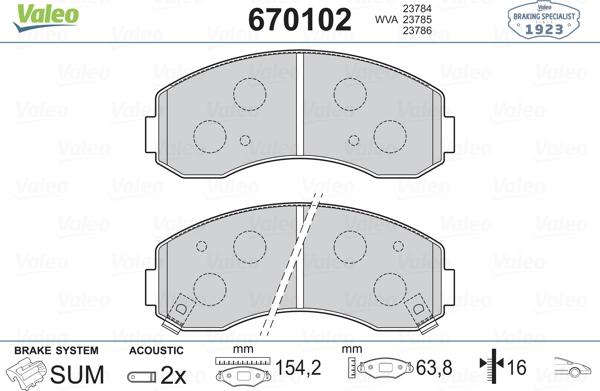 Valeo 670102 - Тормозные колодки, дисковые, комплект autosila-amz.com