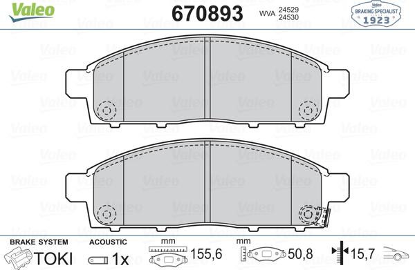 Valeo 670893 - Тормозные колодки, дисковые, комплект autosila-amz.com