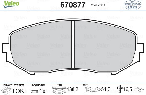 Valeo 670877 - Тормозные колодки, дисковые, комплект autosila-amz.com