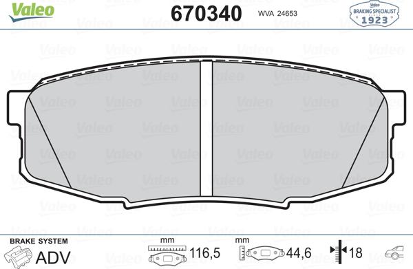 Valeo 670340 - Тормозные колодки, дисковые, комплект autosila-amz.com