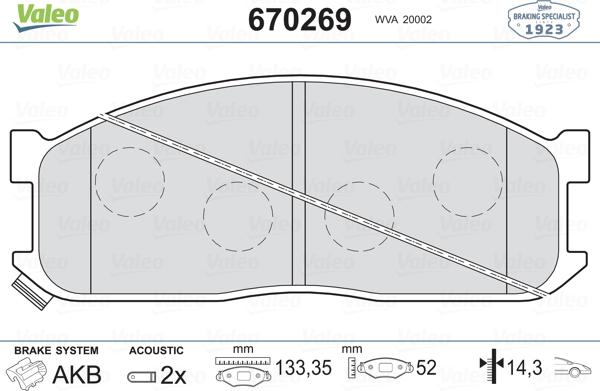 Valeo 670269 - Тормозные колодки, дисковые, комплект autosila-amz.com