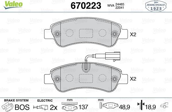 Valeo 670223 - Тормозные колодки, дисковые, комплект autosila-amz.com