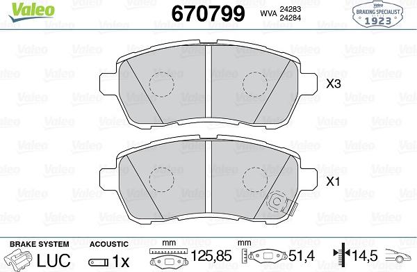 Valeo 670799 - Тормозные колодки, дисковые, комплект autosila-amz.com