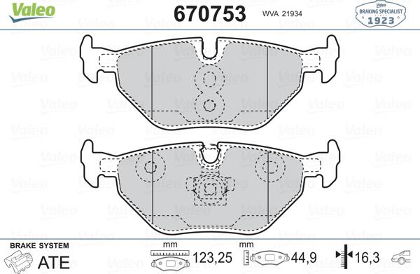 Valeo 670753 - Тормозные колодки, дисковые, комплект autosila-amz.com