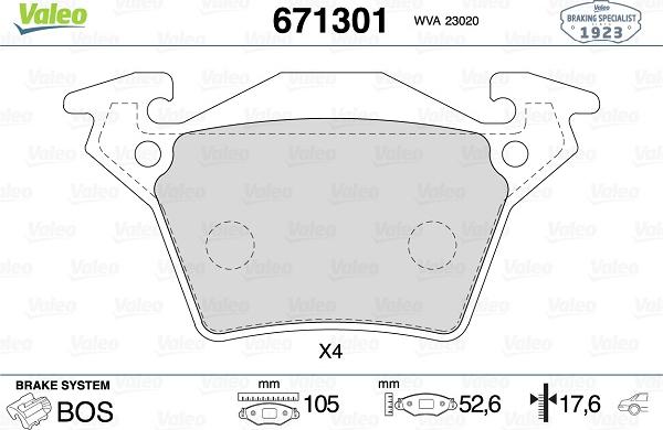 Valeo 671301 - Тормозные колодки, дисковые, комплект autosila-amz.com