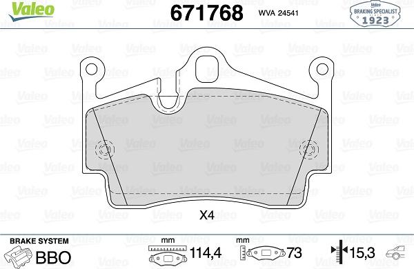 Valeo 671768 - Тормозные колодки, дисковые, комплект autosila-amz.com