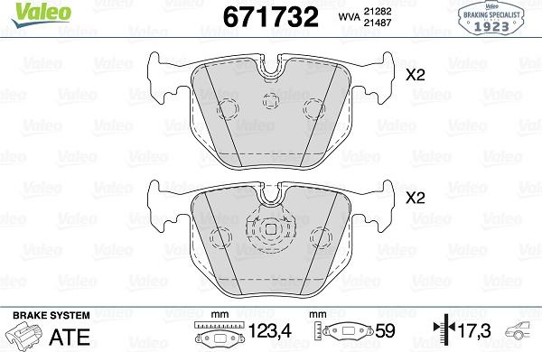 Valeo 671732 - Тормозные колодки, дисковые, комплект autosila-amz.com