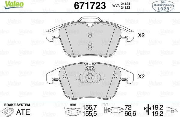 Valeo 671723 - Тормозные колодки, дисковые, комплект autosila-amz.com