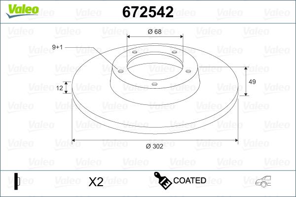 Valeo 672542 - Тормозной диск autosila-amz.com