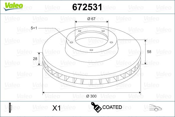 Valeo 672531 - Тормозной диск autosila-amz.com