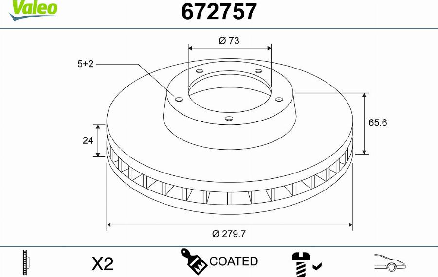 Valeo 672757 - Тормозной диск autosila-amz.com