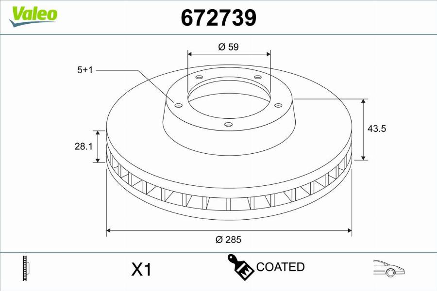 Valeo 672739 - Тормозной диск autosila-amz.com