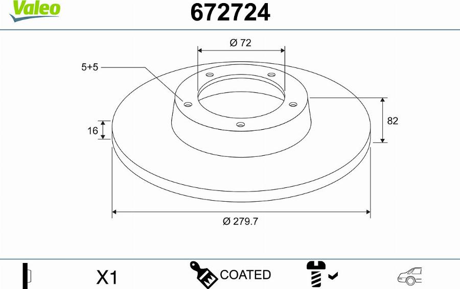 Valeo 672724 - Тормозной диск autosila-amz.com