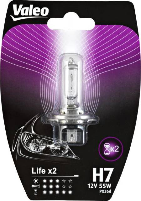 Valeo 032516 - Valeo Лампа Н7 12х55 рx26d Life x2 блистер 1шт 32516 autosila-amz.com