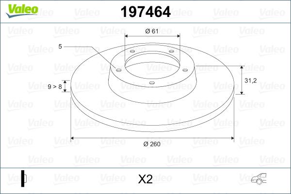 Valeo 197464 - Тормозной диск autosila-amz.com