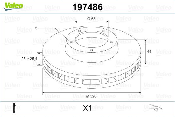 Valeo 197486 - Тормозной диск autosila-amz.com