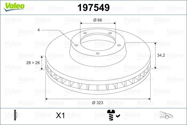 Valeo 197549 - Тормозной диск autosila-amz.com