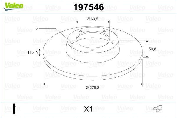 Valeo 197546 - Тормозной диск autosila-amz.com