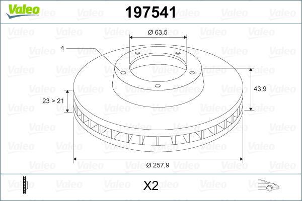 Valeo 197541 - Тормозной диск autosila-amz.com