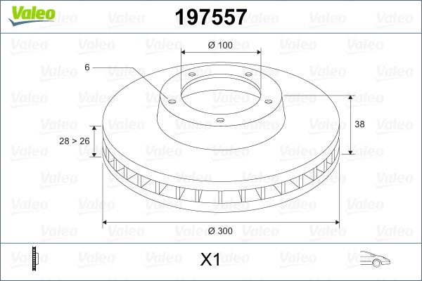Valeo 197557 - Тормозной диск autosila-amz.com