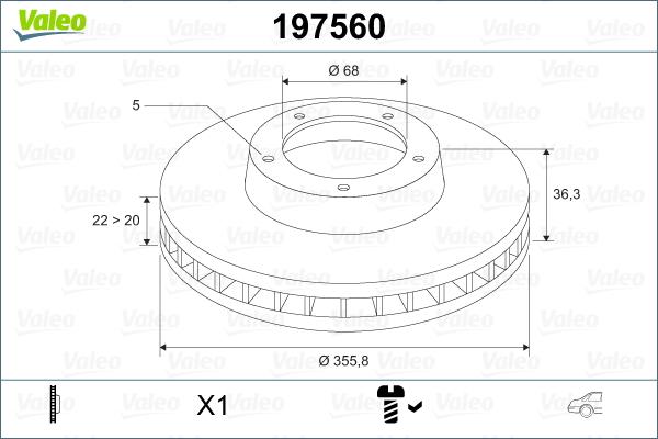 Valeo 197560 - Тормозной диск autosila-amz.com