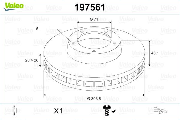 Valeo 197561 - Тормозной диск autosila-amz.com