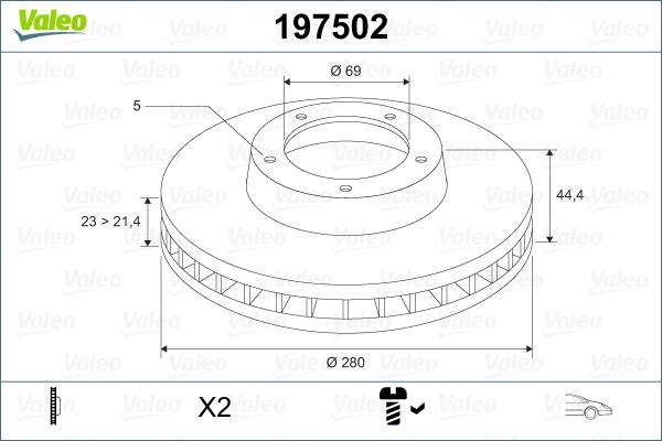 Valeo 197502 - Тормозной диск autosila-amz.com