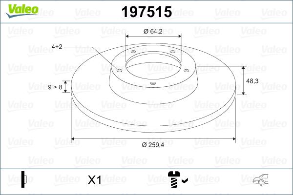 Valeo 197515 - Тормозной диск autosila-amz.com