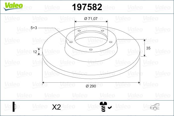 Valeo 197582 - Тормозной диск autosila-amz.com
