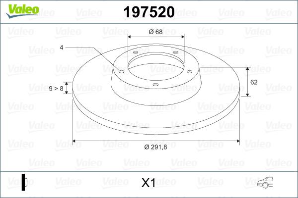 Valeo 197520 - Тормозной диск autosila-amz.com