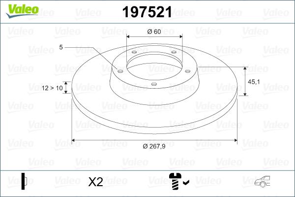 Valeo 197521 - Тормозной диск autosila-amz.com