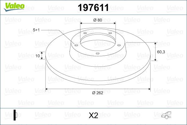 Valeo 197611 - Диск тормозной JEEP COMPASS 11- зад x2 autosila-amz.com