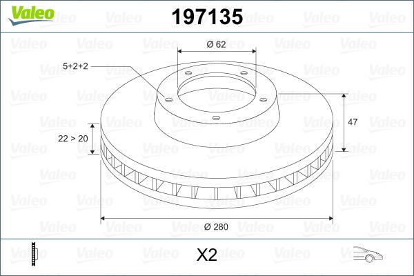 Valeo 197135 - Тормозной диск autosila-amz.com