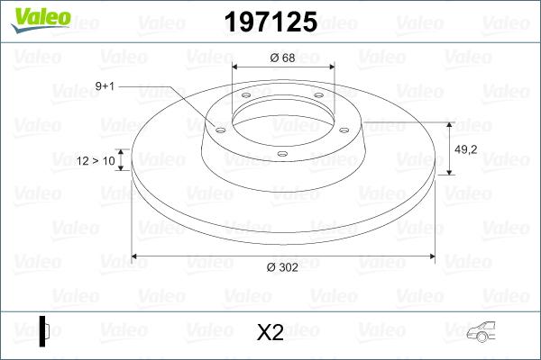 Valeo 197125 - Тормозной диск autosila-amz.com