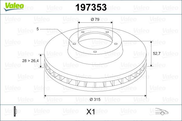 Valeo 197353 - Тормозной диск autosila-amz.com