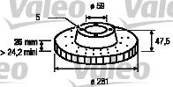 Valeo 186443 - Тормозной диск autosila-amz.com