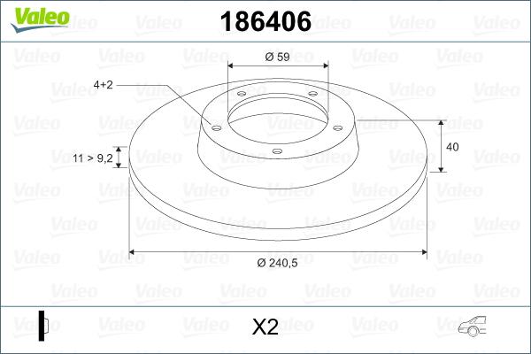 Valeo 186406 - Тормозной диск autosila-amz.com