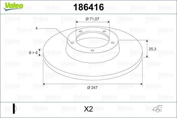 Valeo 186416 - Тормозной диск autosila-amz.com
