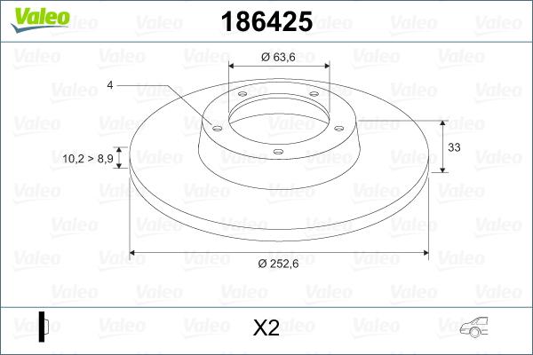 Valeo 186425 - Тормозной диск autosila-amz.com