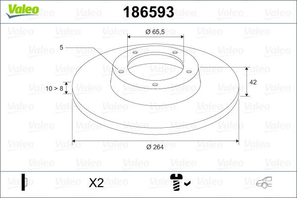 Valeo 186593 - Тормозной диск autosila-amz.com