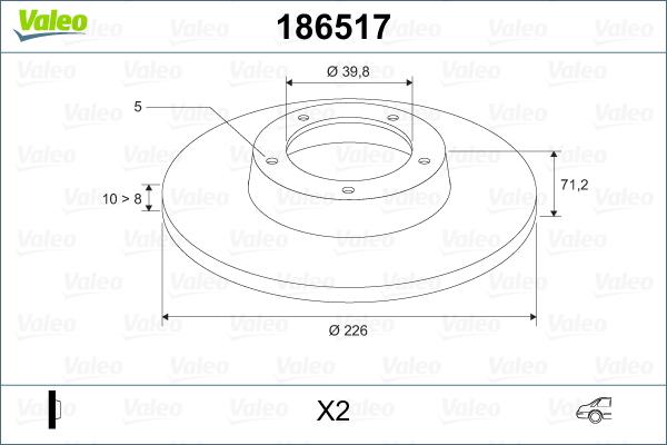Valeo 186517 - Тормозной диск autosila-amz.com
