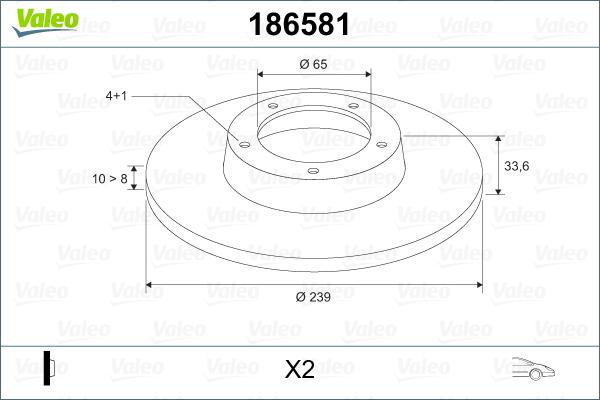 Valeo 186581 - Тормозной диск autosila-amz.com