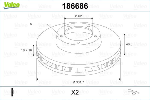 Valeo 186686 - Тормозной диск autosila-amz.com