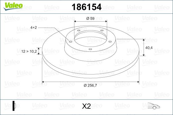 Valeo 186154 - Тормозной диск autosila-amz.com